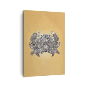 Cuadro sobre lienzo - Impresión de Imagen - Dibujo decorativo de un cangrejo sobre fondo dorado. - 70x100cm - Cuentos del Sr. Cangrejo - Decoración de pared moderna para salón y dormitorio ARTTOR