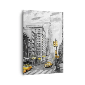 Cuadro sobre lienzo - Impresión de Imagen - Calle de Nueva York con acentos amarillos - 70x100cm - Una de las muchas historias de la gran manzana - Decoración de pared moderna para salón y dormitorio ARTTOR
