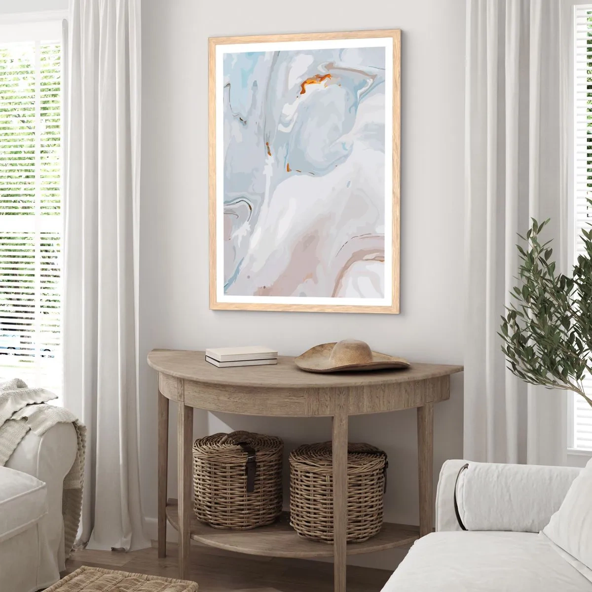 Póster en marco roble claro - Blanco fusión - 61x91 cm