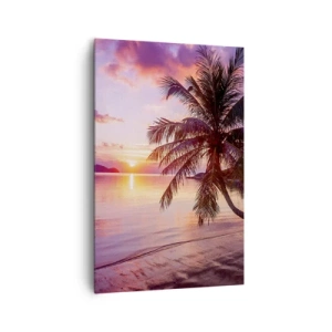 Cuadro sobre lienzo - Impresión de Imagen - Playa tropical con palmeras al atardecer - 80x120cm - Hermosura hasta el horizonte - Decoración de pared moderna para salón y dormitorio ARTTOR