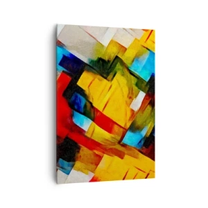 Cuadro sobre lienzo - Impresión de Imagen - Composición geométrica abstracta en colores vivos. - 70x100cm - Un popurrí multicolor - Decoración de pared moderna para salón y dormitorio ARTTOR
