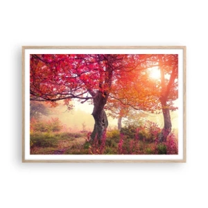 Póster en marco roble claro - Un frenesí de floración - 100x70 cm