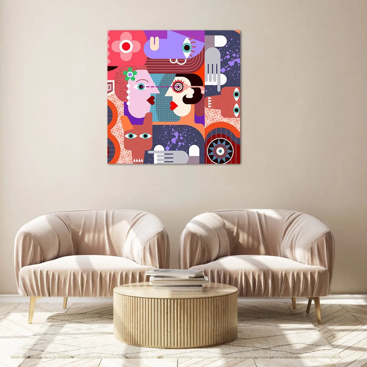 Cuadro sobre vidrio - Impresiones sobre Vidrio - Cara a cara - 40x40 cm