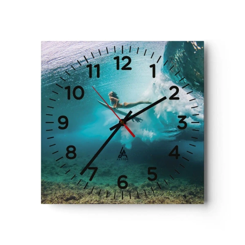 Reloj de pared - Reloj de vidrio - Mundo submarino - 40x40 cm