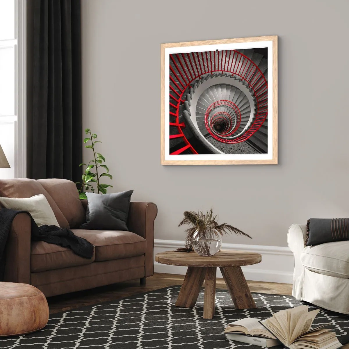 Póster en marco roble claro - Juegos arquitectónicos - 60x60 cm