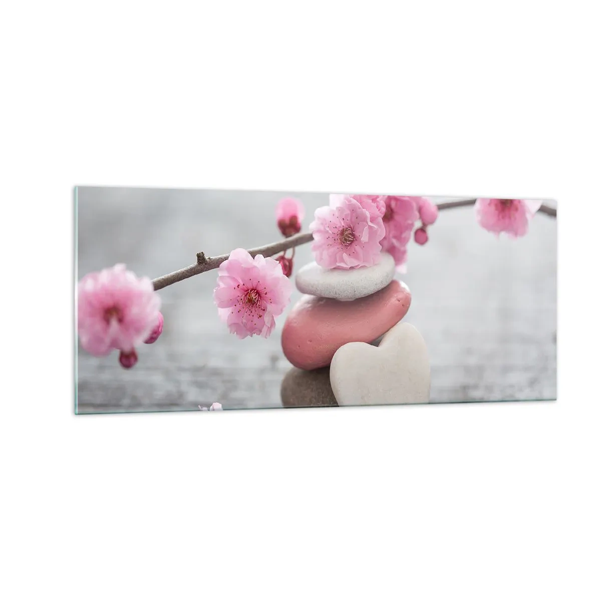 Cuadro sobre vidrio - Impresiones sobre Vidrio - Felicidad con la flor del cerezo - 100x40 cm