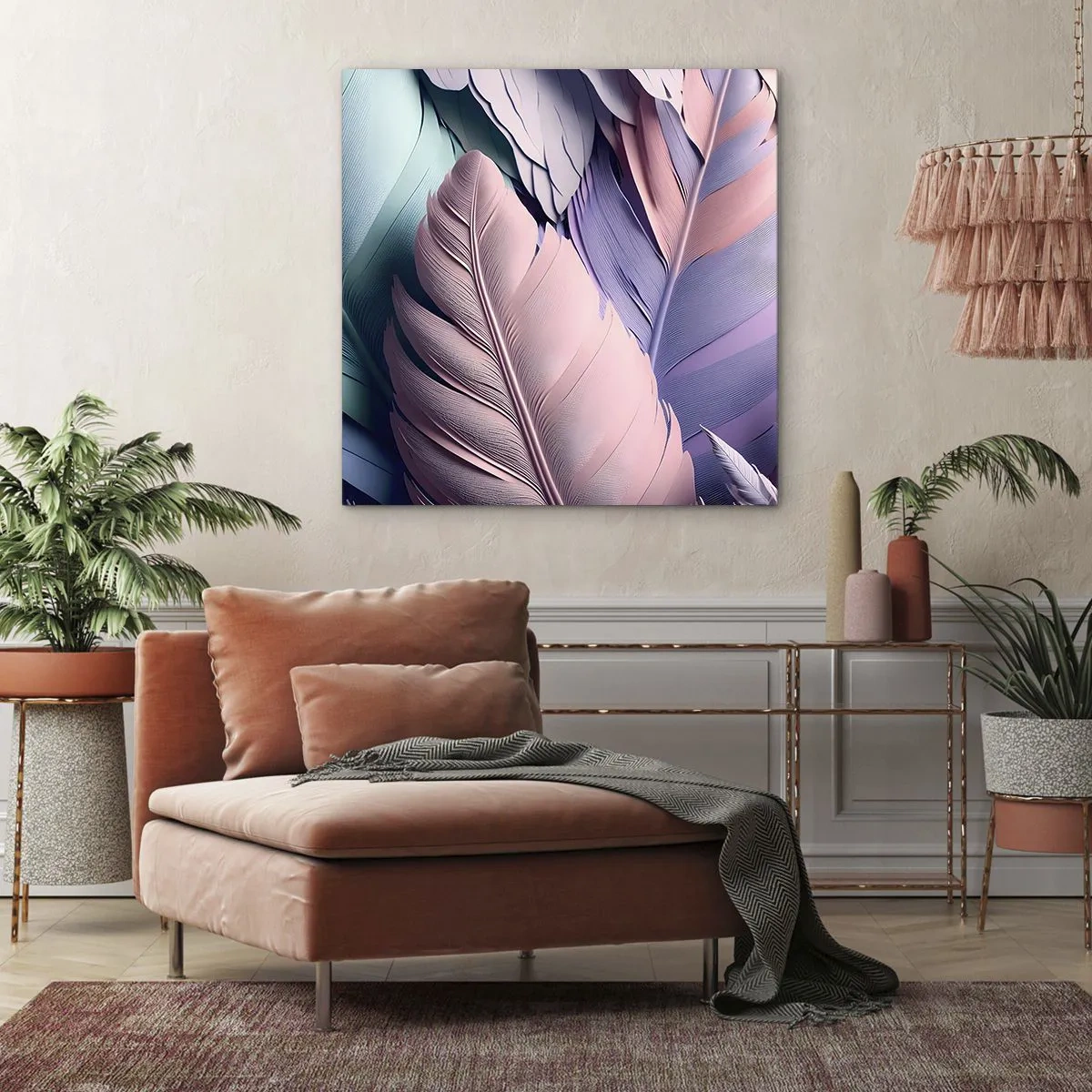 Cuadro sobre lienzo - Impresión de Imagen - Pájaro chic - 40x40 cm