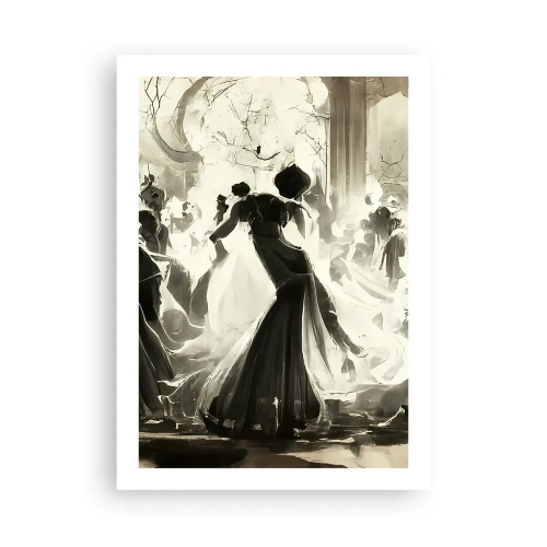 Póster - Un elegante balón en blanco y negro. - 50x70cm - Gran mascarada - Decoración de pared moderna para salón y dormitorio ARTTOR