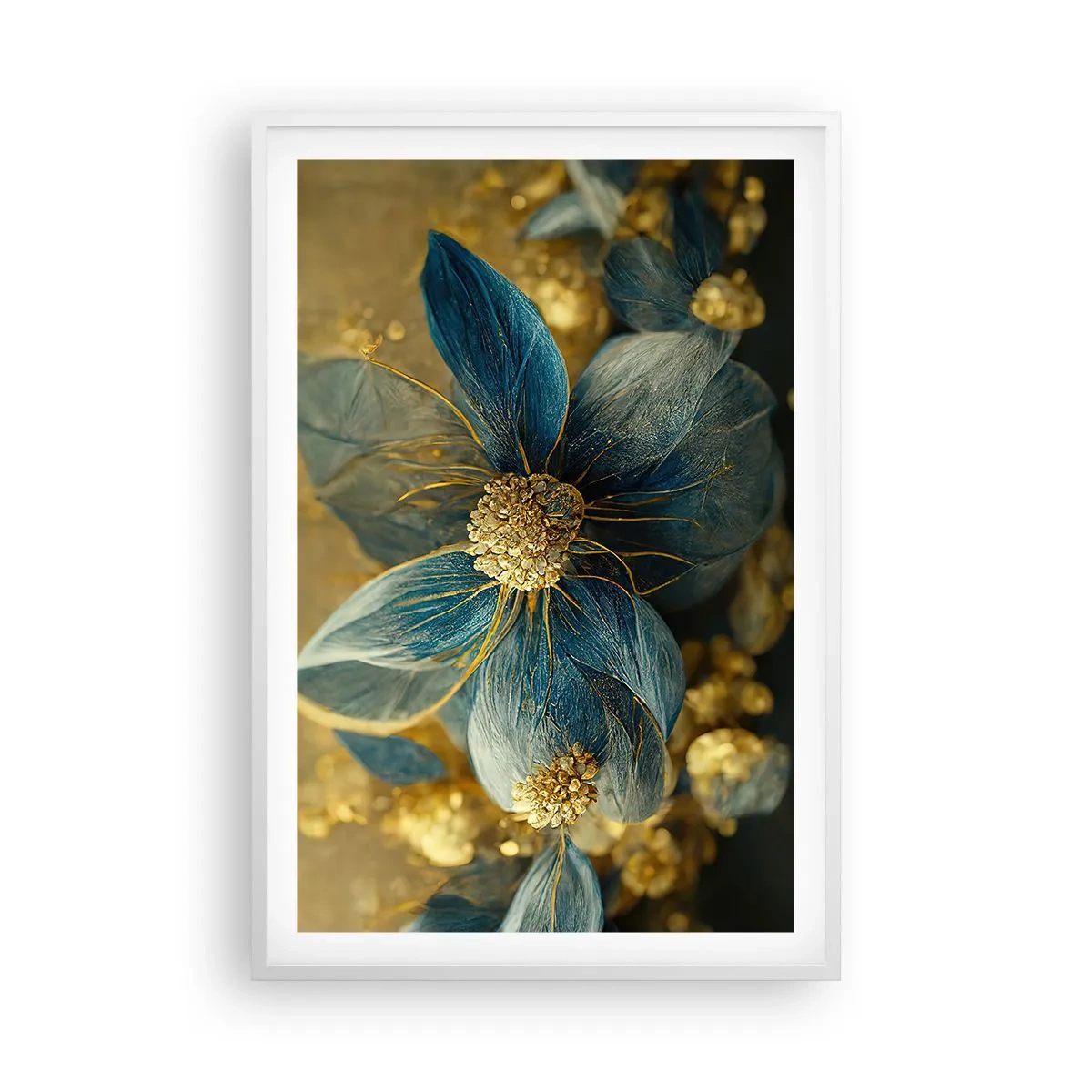 Póster en marco blanco - Flor de oro - 61x91 cm