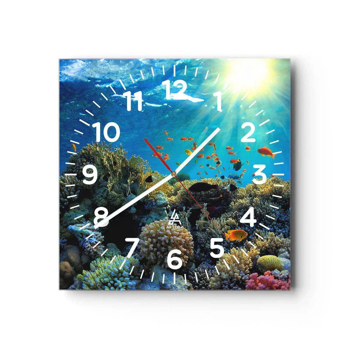 Reloj de pared - Reloj de vidrio - Tesoros submarinos - 40x40 cm