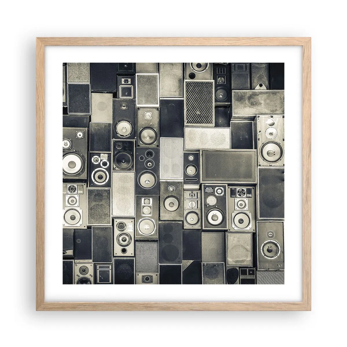 Póster en marco roble claro - Y todo fluye - 50x50 cm