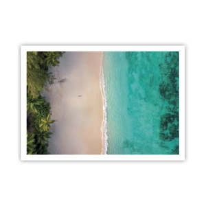 Póster - Vista aérea de una playa tropical con agua turquesa. - 100x70cm - Playa del paraíso - Decoración de pared moderna para salón y dormitorio ARTTOR