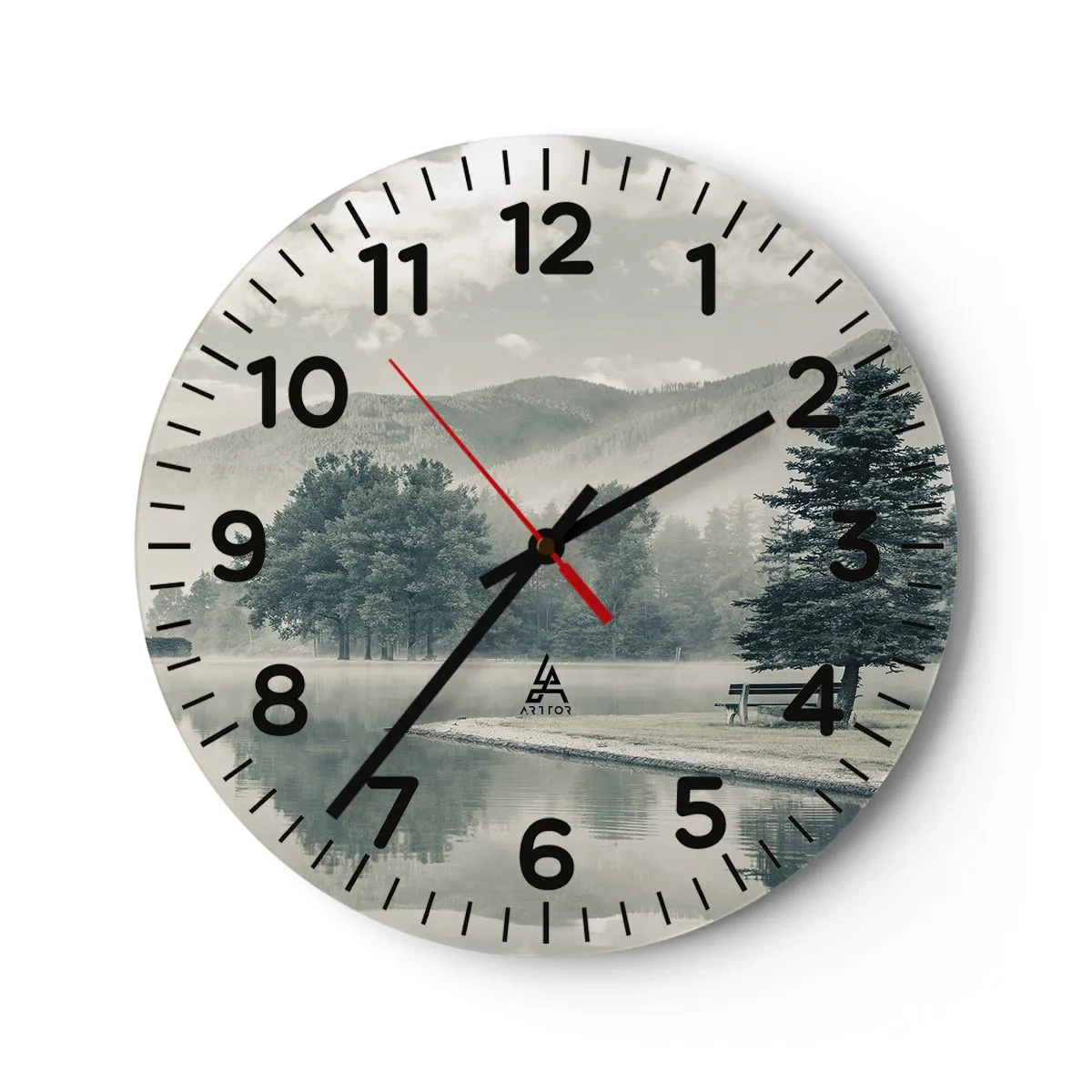 Reloj de pared - Reloj de vidrio - El lago sigue durmiendo - 30x30 cm