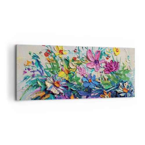Cuadro sobre lienzo - Impresión de Imagen - La energía de las flores - 100x40 cm