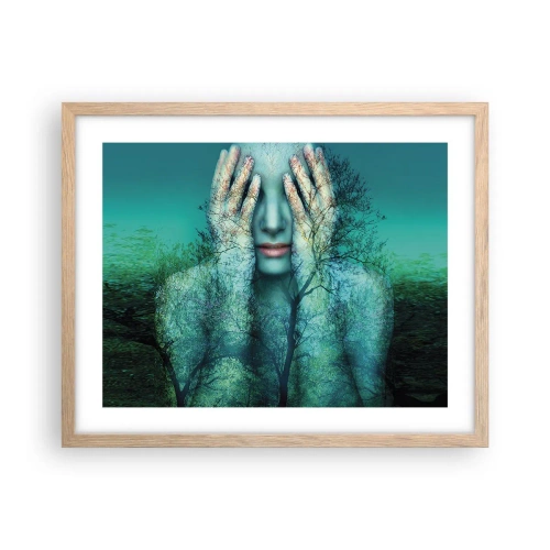 Póster en marco roble claro - Sumergida en azul - 50x40 cm