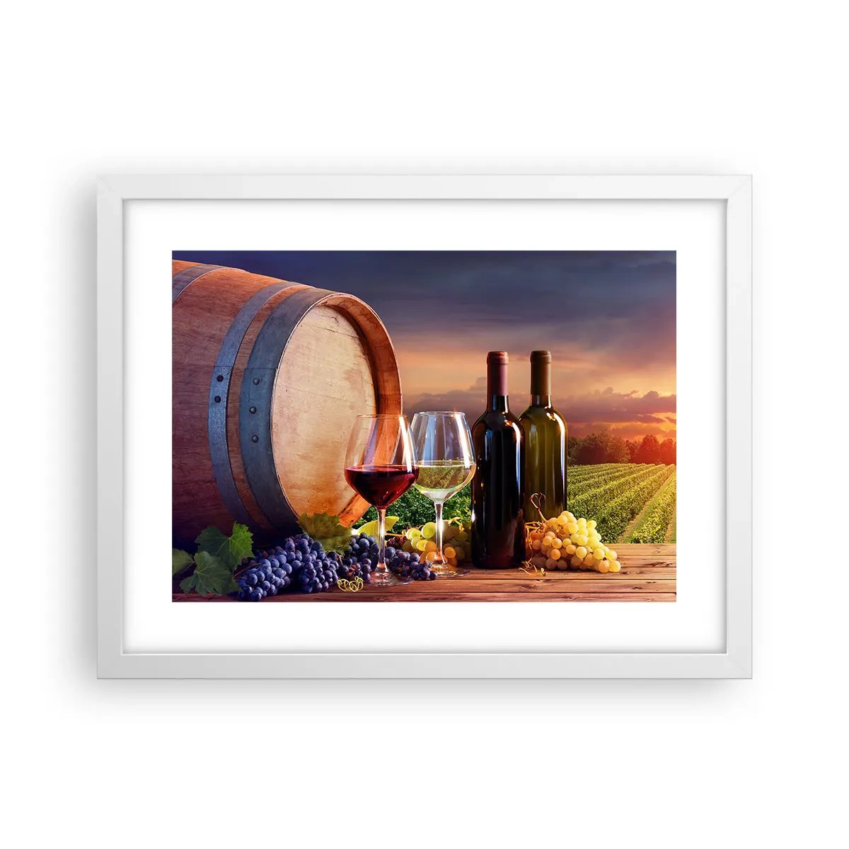 Póster en marco blanco - Aquí la vida tiene un sabor - 40x30 cm