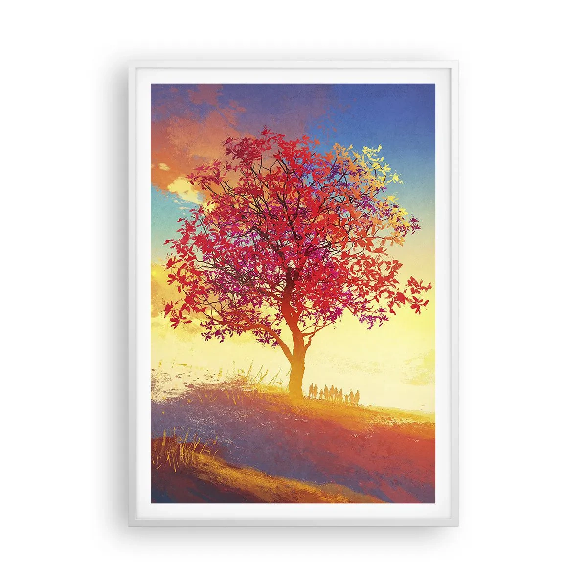 Póster en marco blanco - Un peregrino en su destino - 70x100 cm