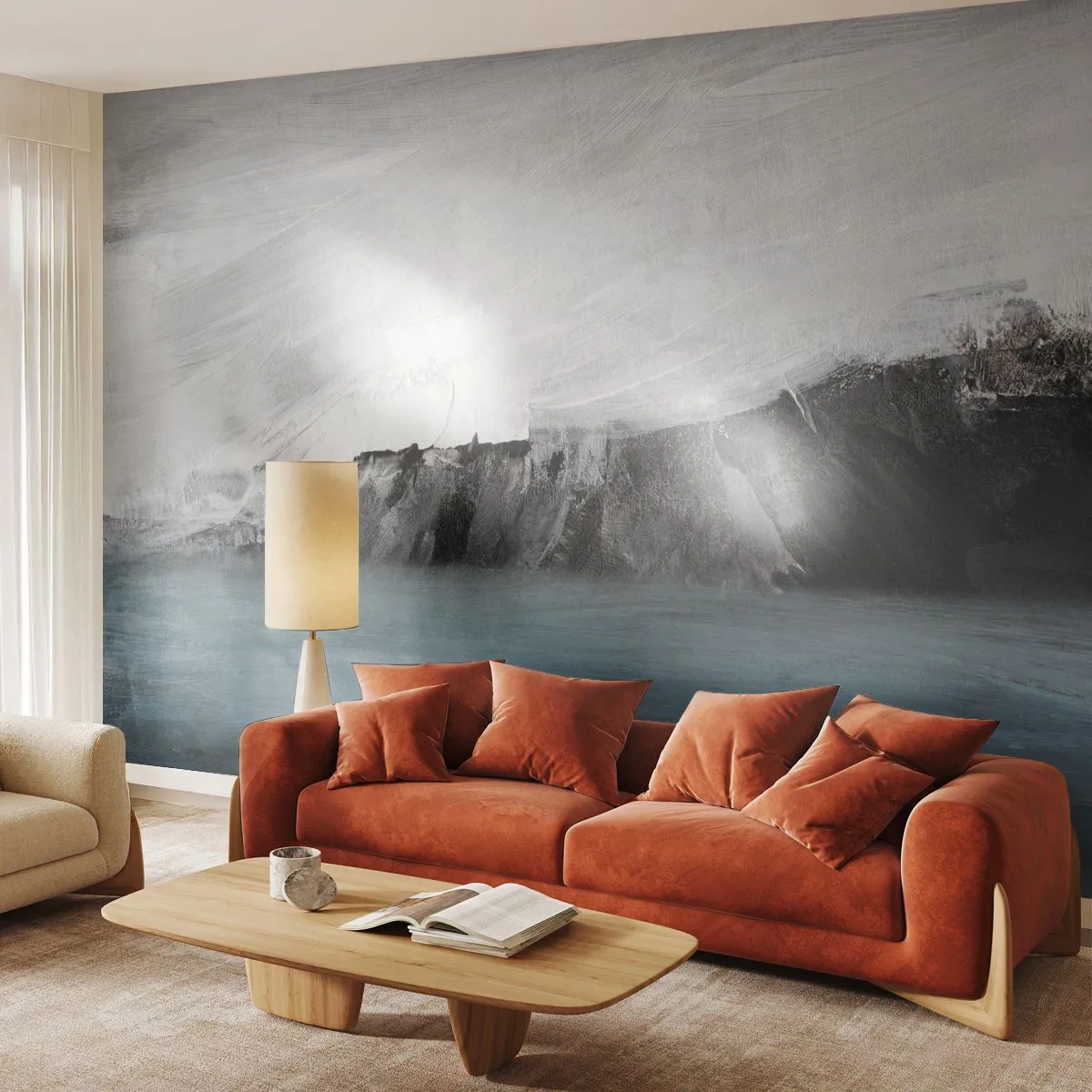 Fotomural Premium Sand - Agua - tierra: un choque de elementos - Costa, Paisaje, Mar - 250x175 cm