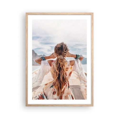 Póster en marco roble claro - Rumbo a la felicidad - 50x70 cm