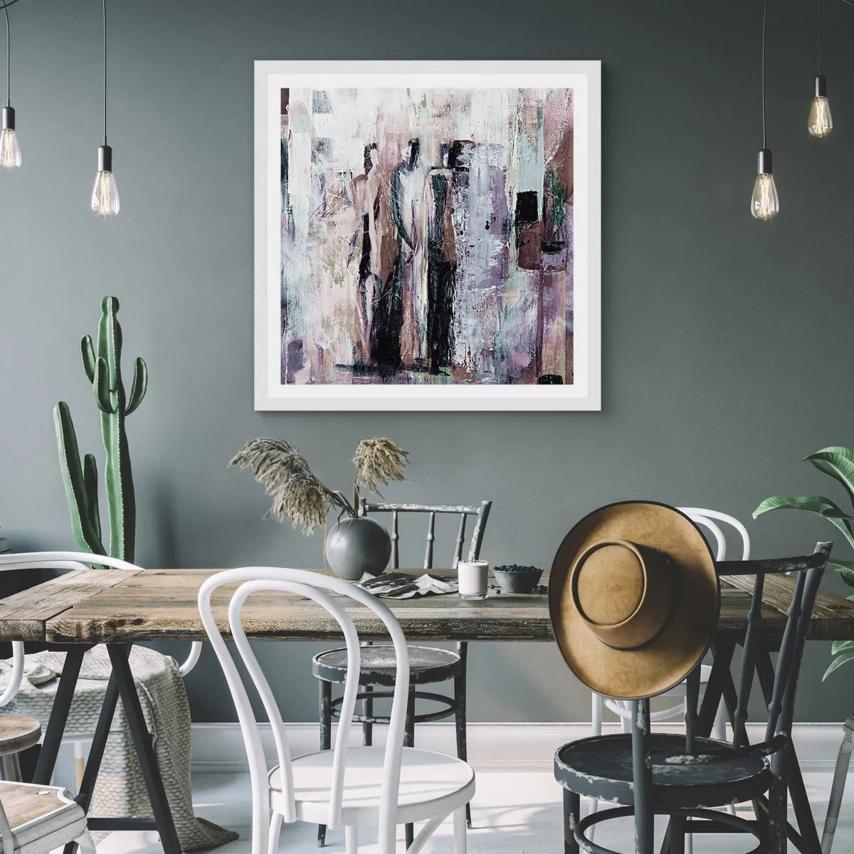 Póster en marco blanco - El trío misterioso - 60x60 cm