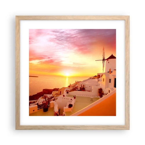 Póster en marco roble claro - Blanco y dorado - 40x40 cm