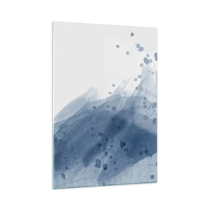 Cuadro sobre vidrio - Impresiones sobre Vidrio - Mancha de acuarela en tonos azules - 50x70cm - Tul azul - Decoración de pared moderna para salón y dormitorio ARTTOR