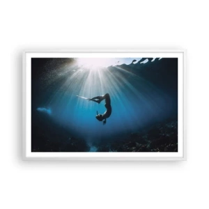 Póster en marco blanco - Danza subacuática - 91x61 cm