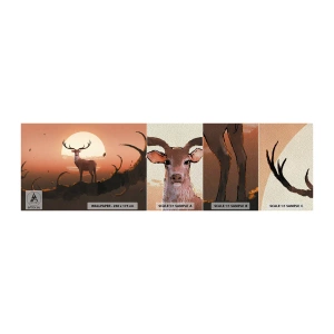 Muestra de fotomural Premium Sand - Esta noche es diferente a cualquier otra - Abstracción, Ciervo, Pedazo - 100x30 cm