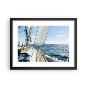 Póster en marco negro - Ahoy, a la aventura - 40x30 cm