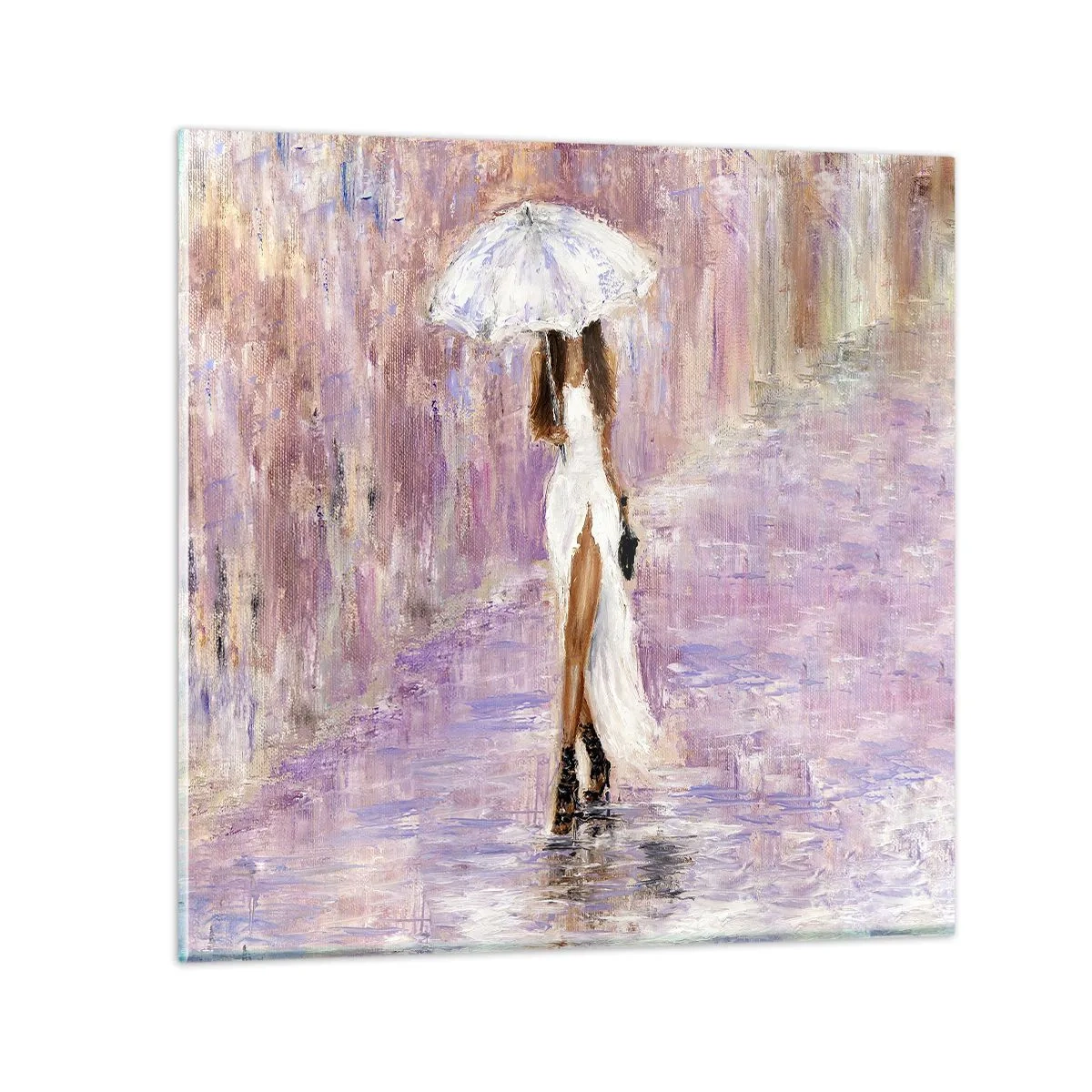 Cuadro sobre vidrio - Impresiones sobre Vidrio - En la lluvia de lilas - 30x30 cm