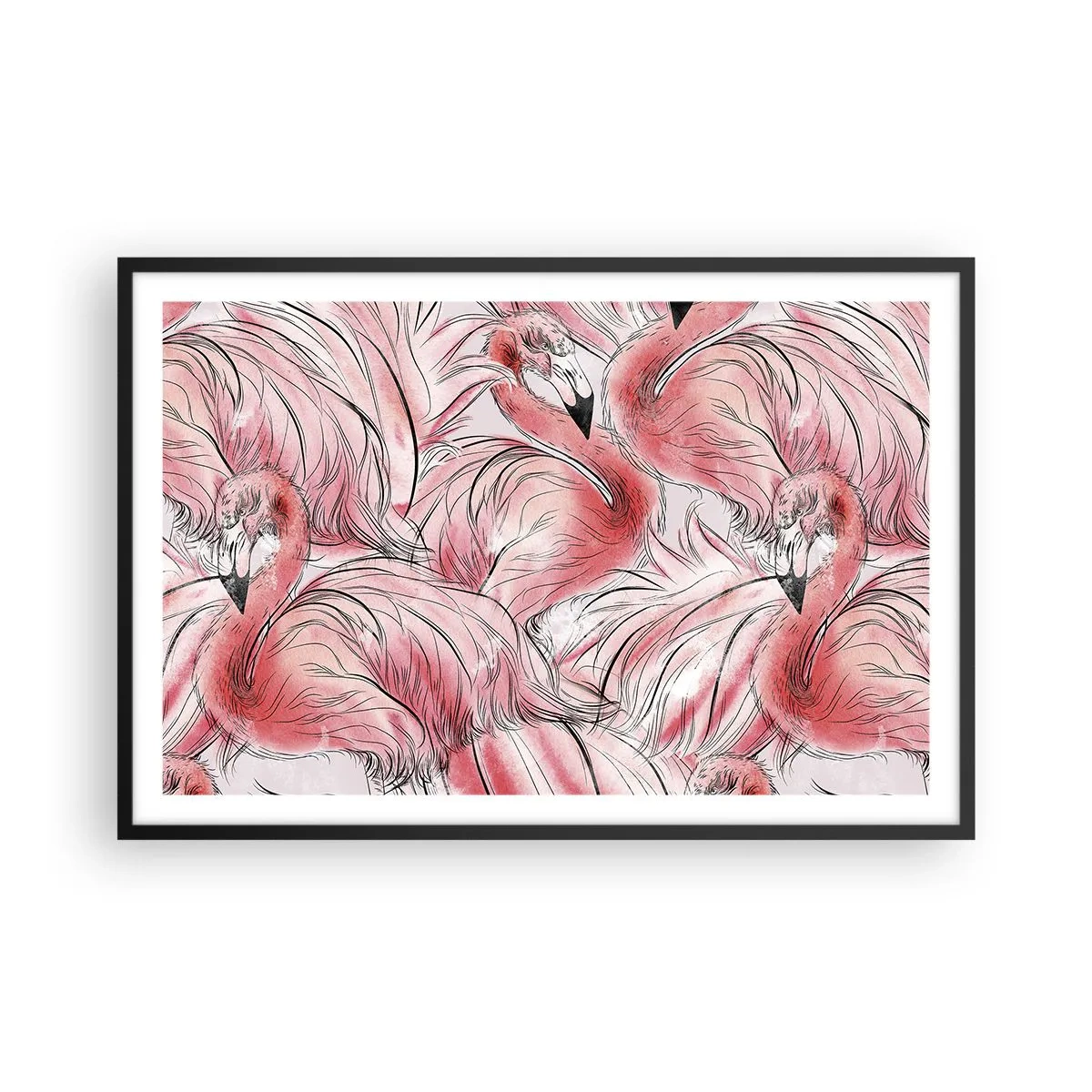 Póster en marco negro - Ballet de aves - 91x61 cm