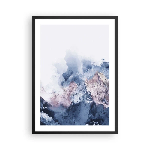 Póster en marco negro - Montañas abstractas en tonos azules - 50x70cm - El techo del mundo - Decoración de pared moderna para salón y dormitorio ARTTOR
