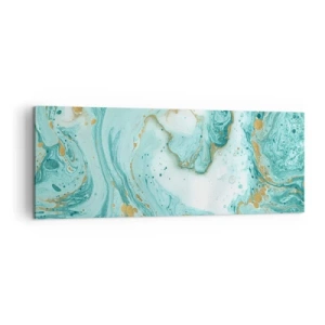 Cuadro sobre lienzo - Impresión de Imagen - Mármol turquesa con acentos dorados en una composición abstracta. - 140x50cm - Bajo la gran ola del periodo Edo - Decoración de pared moderna para salón y dormitorio ARTTOR
