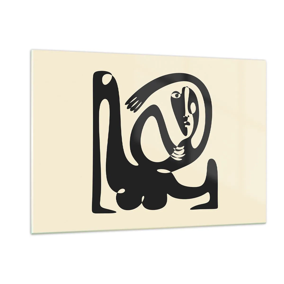 Cuadro sobre vidrio - Impresiones sobre Vidrio - Retrato abstracto en un estilo que recuerda a Picasso - 120x80cm - Casi Picasso - Decoración de pared moderna para salón y dormitorio ARTTOR