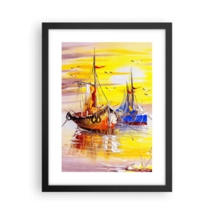 Póster en marco negro - Un merecido descanso en el puerto - 30x40 cm