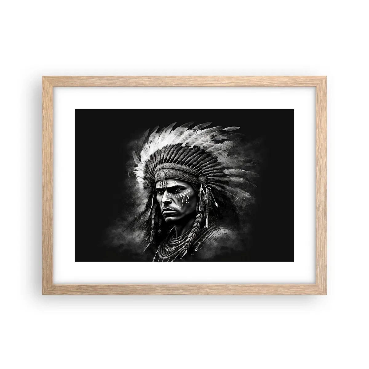 Póster en marco roble claro - Líder y guerrero - 40x30 cm