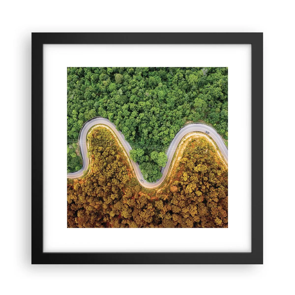 Póster en marco negro - Frontera serpenteante - 30x30 cm
