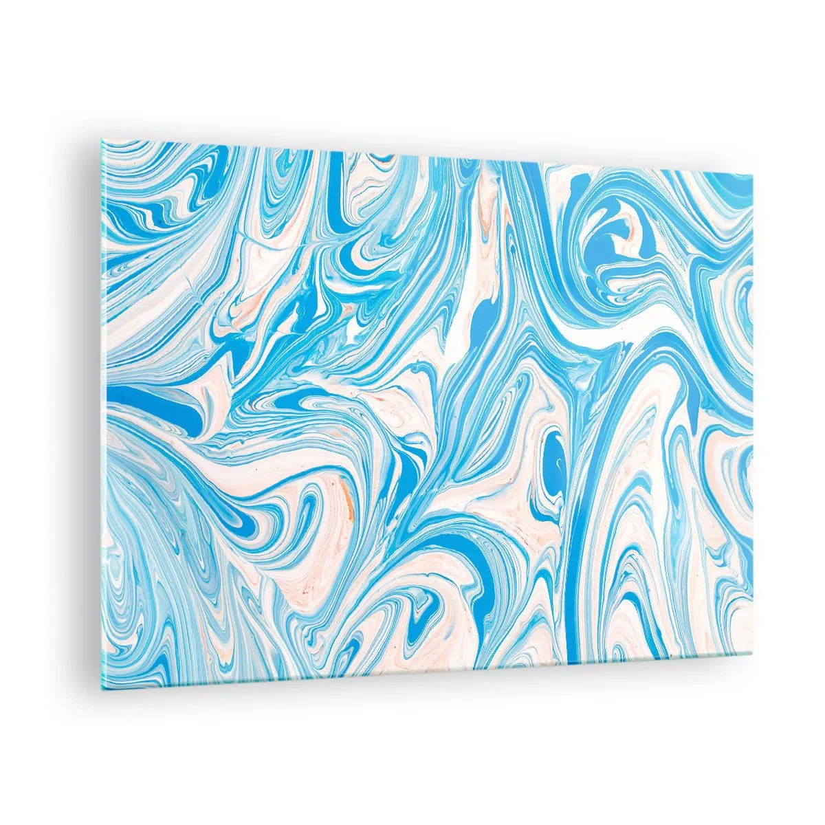 Cuadro sobre vidrio - Impresiones sobre Vidrio - Patrón abstracto en tonos turquesa y beige. - 70x50cm - Llanura de inundación turquesa - Decoración de pared moderna para salón y dormitorio ARTTOR