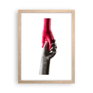 Póster en marco roble claro - Juntos, aunque diferentes - 30x40 cm