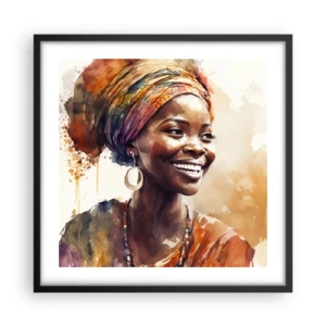 Póster en marco negro - Reina africana - 50x50 cm