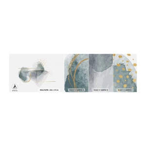 Muestra de fotomural autoadhesivo Deluxe Sticker - Sobre la relación entre el gris y el oro - Abstracción, Pedazo, Formas interesantes - 100x30 cm