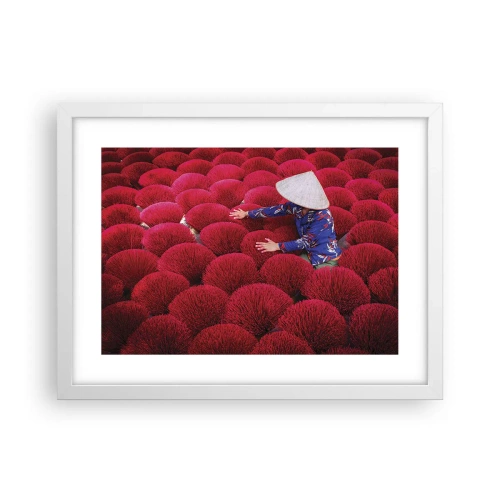 Póster en marco blanco - En un campo de arroz - 40x30 cm