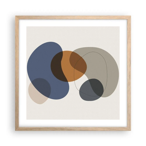 Póster en marco roble claro - Gotas de color - 50x50 cm