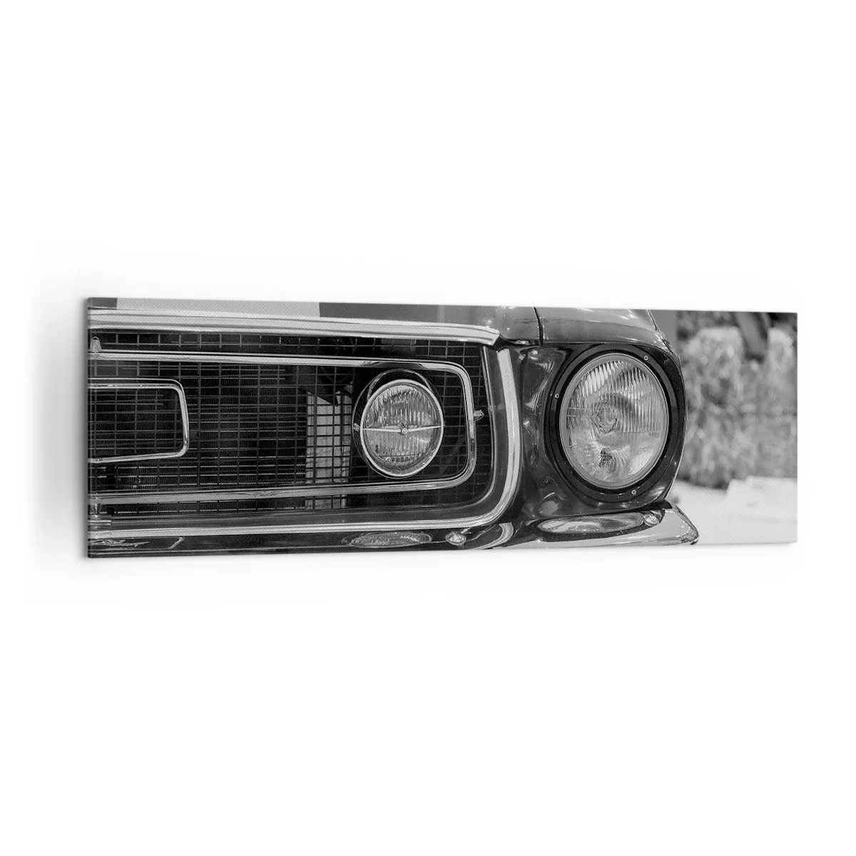 Cuadro sobre lienzo - Impresión de Imagen - Capó de coche clásico en blanco y negro - 160x50cm - Paseo rudo - Decoración de pared moderna para salón y dormitorio ARTTOR