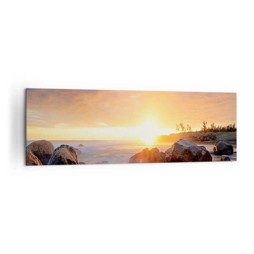 Cuadro sobre lienzo - Impresión de Imagen - Puesta de sol sobre la costa rocosa - 160x50cm - Brisa luminosa del atardecer - Decoración de pared moderna para salón y dormitorio ARTTOR