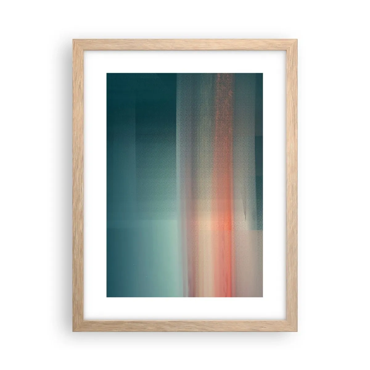 Póster en marco roble claro - Abstracción: ondas de luz - 30x40 cm