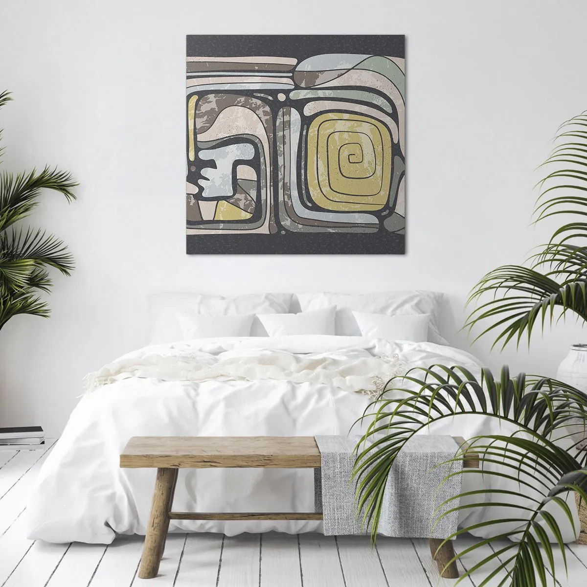 Cuadro sobre lienzo - Impresión de Imagen - Abstracción con espíritu precolombino - 50x50 cm