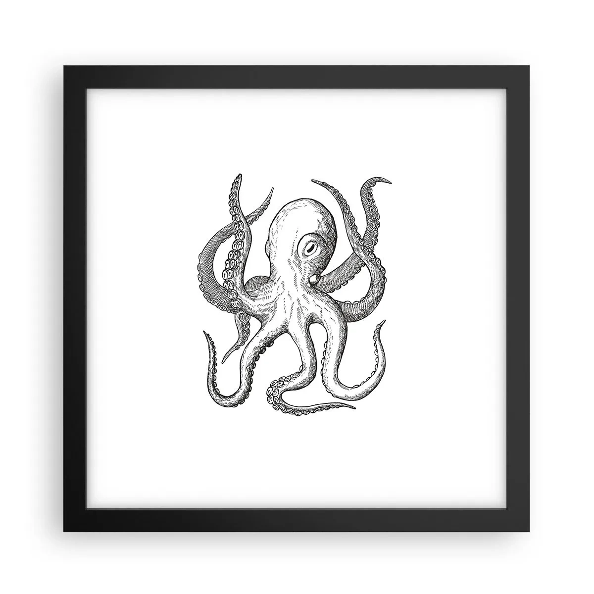 Póster en marco negro - Bailando con olas - 30x30 cm