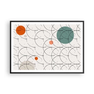 Póster en marco negro - Patrón geométrico con círculos de colores sobre un fondo claro. - 100x70cm - Con espíritu pop-art - Decoración de pared moderna para salón y dormitorio ARTTOR