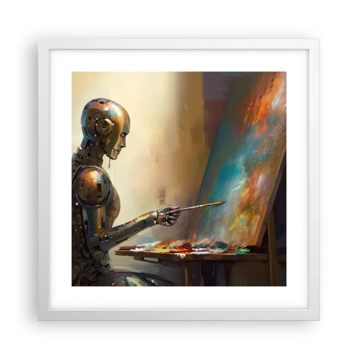 Póster en marco blanco - Arte del futuro - 40x40 cm